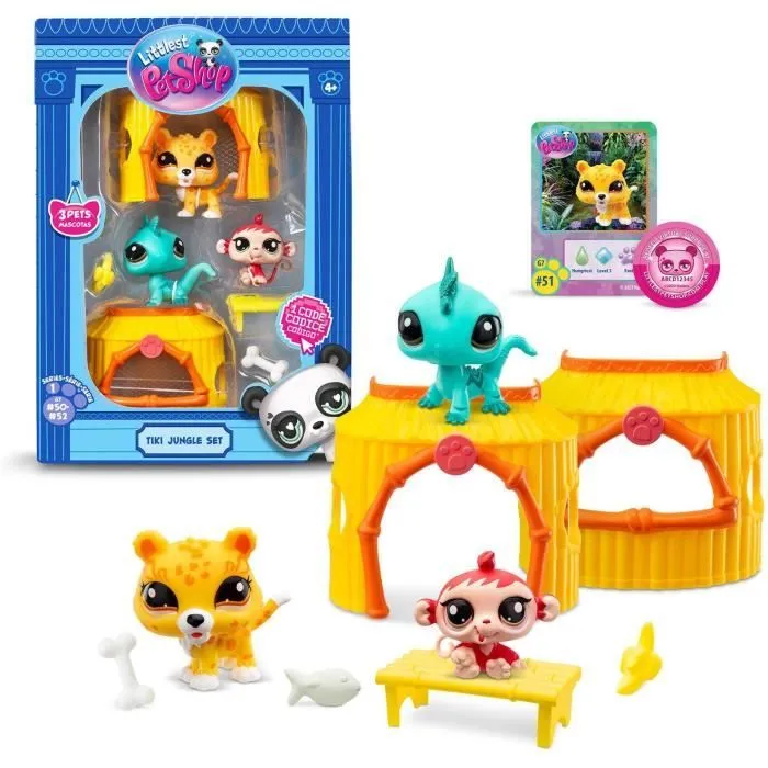 BANDAI - Littlest Pet Shop - Pack Tiki Jungle - 3 animaux et accessoires - BF00515-0
