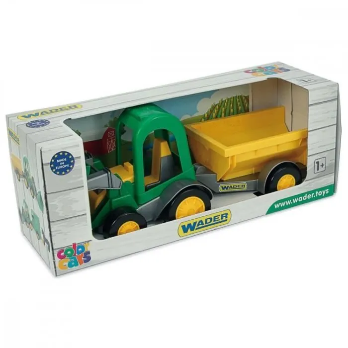 Jouet - WADER - Tracteur avec remorque basculante - 41 cm - Pour enfants 1+ - Développe compétences motrices-0