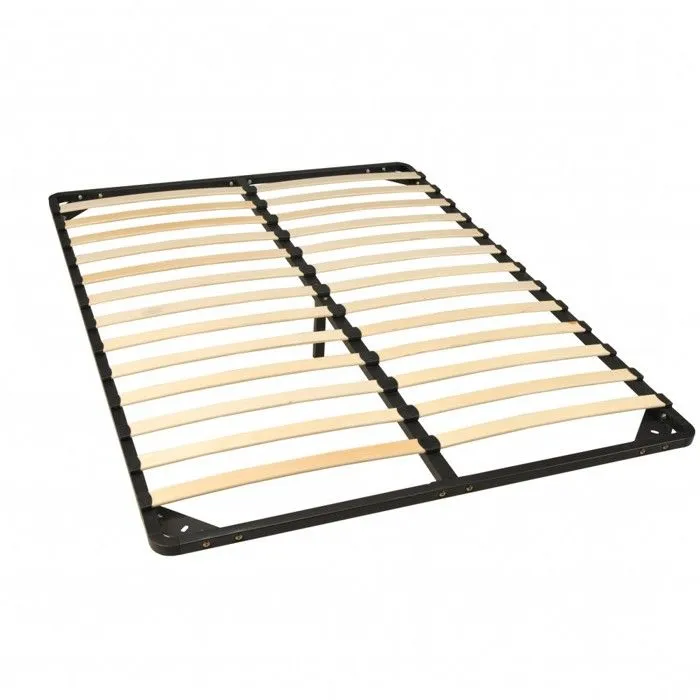 Sommier Métal RENO 140x190 cm + 1 pied amovible / Noir-1