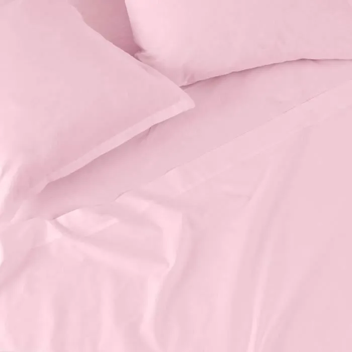 Drap-housse - Basic - 90x200 - Rose pâle - Coton - 100% naturel-1