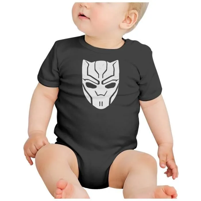 Body Bébé Manche Courte Noir Black Panther Super Héros BD Film Geek-1