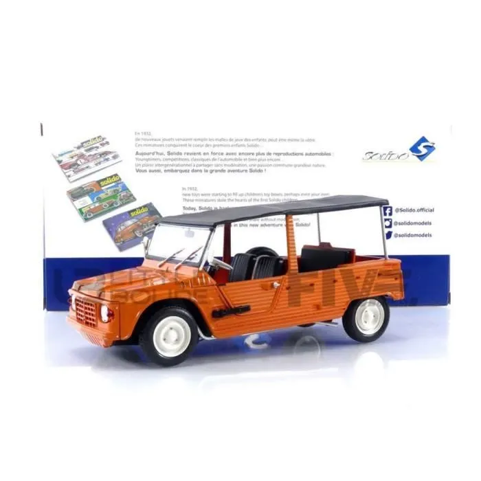 Voiture Miniature de Collection - SOLIDO 1/18 - CITROEN Mehari Phase 1 - 1969 - Orange Kirghiz - 1808201-0