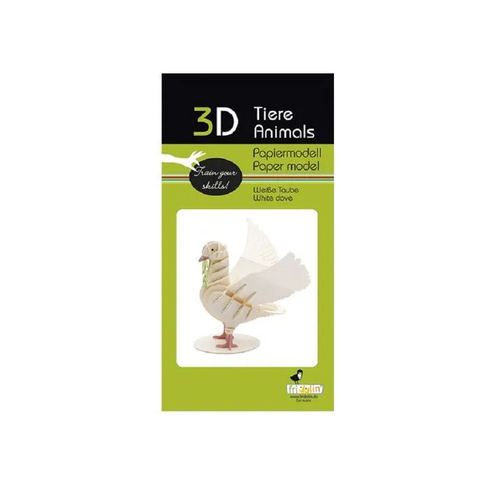 Maquette 3D en papier - Fridolin - Pigeon blanc - 7,5 × 8,5 × 8 cm - À monter soi-même - À partir de 8 ans-1