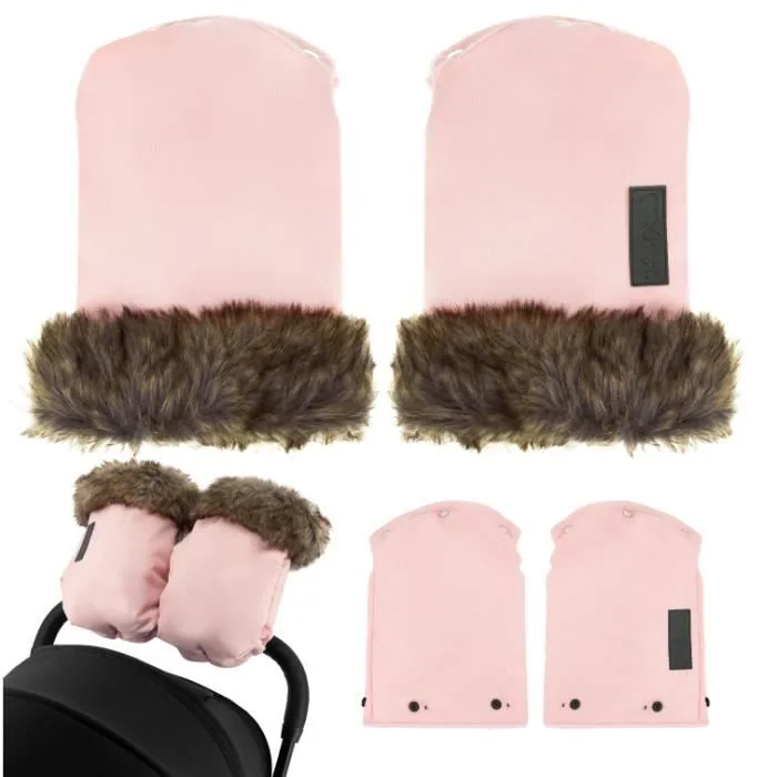 MoMi Moufles Chauffe-Mains pour poussette - Gants poussettes avec peluche imperméable - Taille Universelle - Rose-0