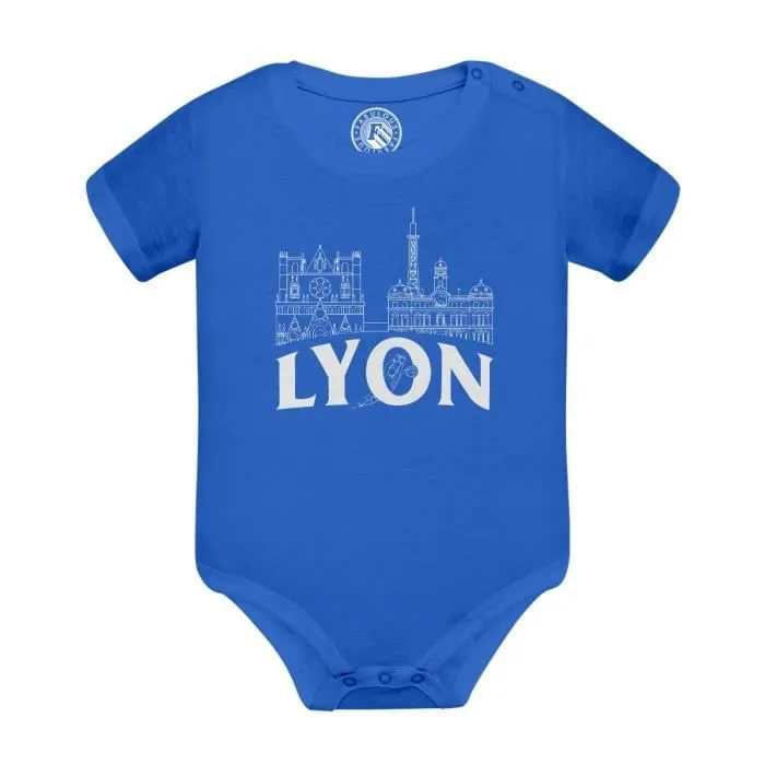Body Bébé Manche Courte Bleu Lyon Minimalist France Ville Est Culture-0
