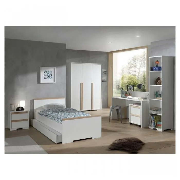 Ensemble de chambre - Vipack - LONDON Blanc - Lit classique - Enfant - Bois massif-1