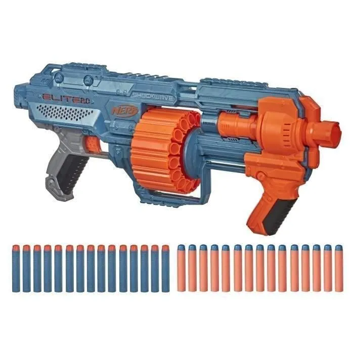Pistolet à fléchettes NERF Elite 2.0 Shockwave RD-15 - 30 fléchettes incluses - personnalisable-0
