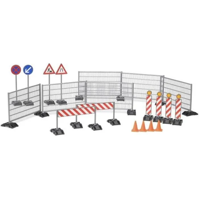 Set d'accessoires de chantier BRUDER - Panneaux de signalisation, plots - 18 cm-0