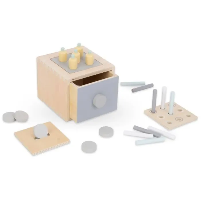 Jouet Enfant Bois Mamabrum, Coffret Éducatif Montessori Multifonctions - Jeux D'éveil Bébé +12 mois, Puzzle, Livre, Formes, Empilage-1