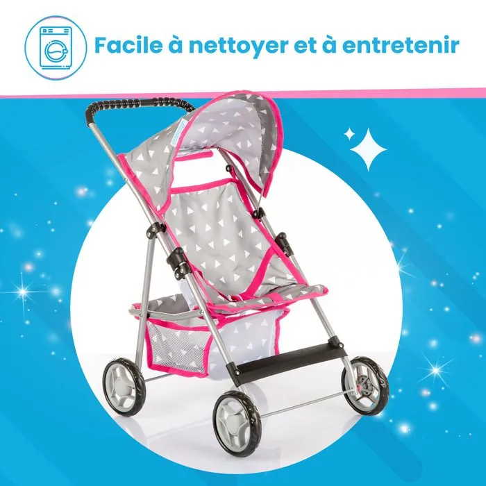 Kinderplay Poussette Poupee, Poussette Jouet - Poussette Landeau Bebe pour Poupée pour Poupon, avec Prise Souple, KP0280S-3