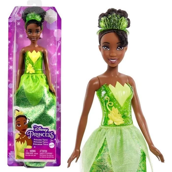 Tiana Poupée 29 cm, Mattel Poupée Disney Princesses habillage et accessoires HLW04-0