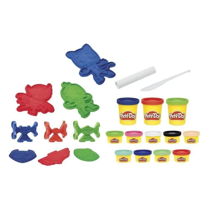 PLAY-DOH - Coffret Pyjamasques activités d'arts plastiques - 12 Pots de pâte à modeler atoxique - dès 3 ans - Les héros-3
