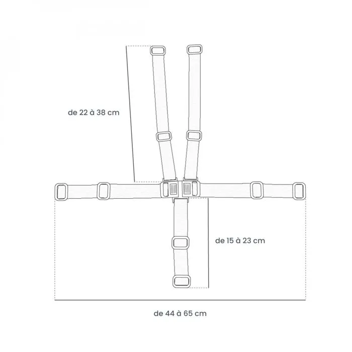 Harnais de sécurité 5 points pour chaise haute enfant - Gamme Ptit - Blanc - Monsieur Bébé-1