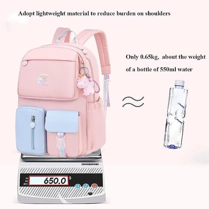 Sac dos Kawaii Fille Sac dcole Cartable Fille Primaire pour 6 8 10 Enfants Filles avec dcor trucs Rose ROSE-3