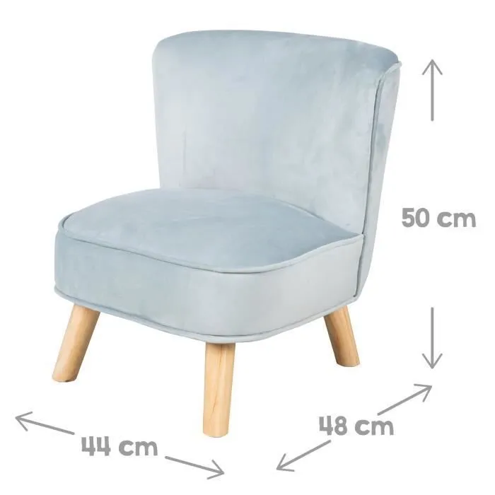 ROBA Fauteuil et Pouf Enfant Lil Sofa + Coussin Décoratif Étoile - Ensemble en Velours - Bleu clair-2