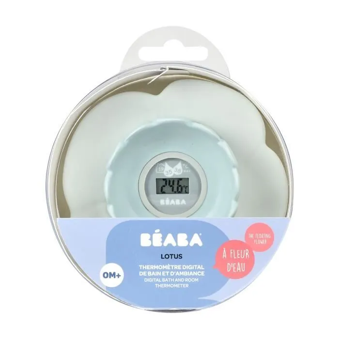 Thermomètre de bain Lotus - BÉABA - Green Blue - Multi-fonction - Forme ludique - Prise de température rapide-2