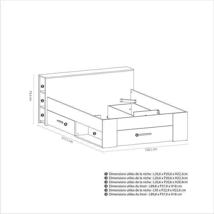 DEMEYERE Oxygène Lit adulte contemporain blanc mat - l 140 x L 190 cm-3
