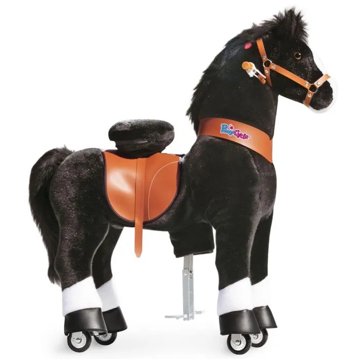 Poney noir avec sabots blanc-0