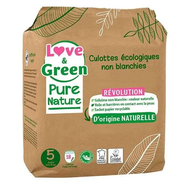 Culotte Écologique Taille 5 Love & Green - Protection Optimale - 18 unités-0