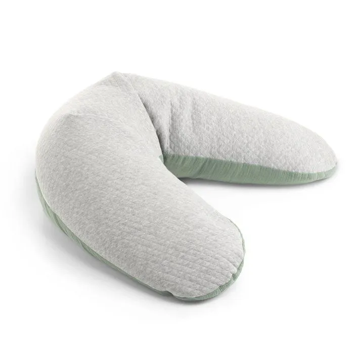 MAÏKA Coussin de maternité Bi-confort gris sauge 150 cm, microbilles, face hiver face été-1