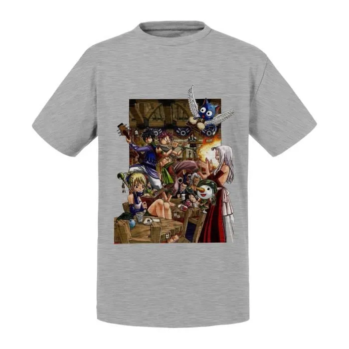 T-shirt Enfant Gris Fairy Tail Guildes Manga Anime Japon-0