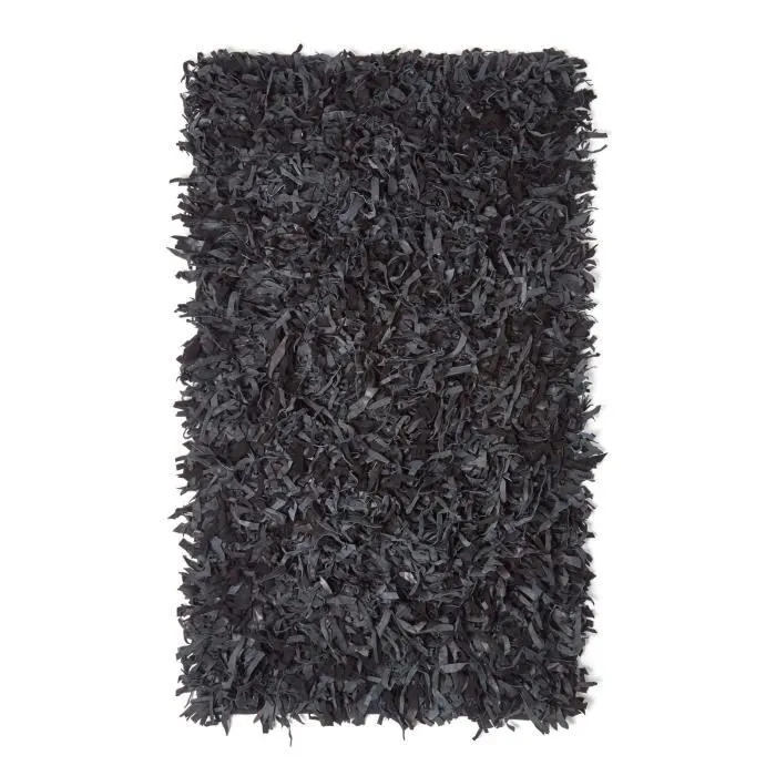 Tapis Shaggy Cuir Dallas Noir 120 x 180 cm-1