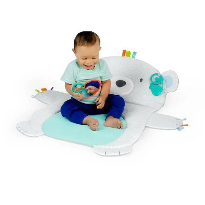 BRIGHT STARTS Tapis d'éveil Ours Polaire, Coussin de support pour position sur le ventre, 4 jouets détachables-3