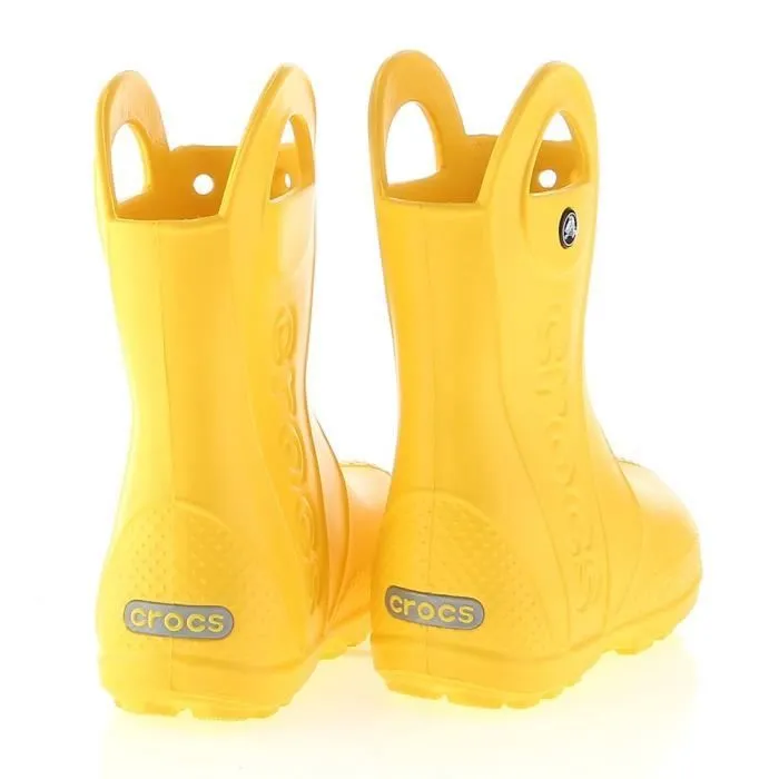 Bottes de pluie - Crocs - Handle Rain Boot Kids - Jaune - Caoutchouc - Haute tige-3