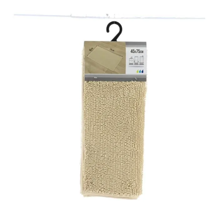 TENDANCE - Tapis de salle de bain en polyester Beige 45 x 75 cm-0