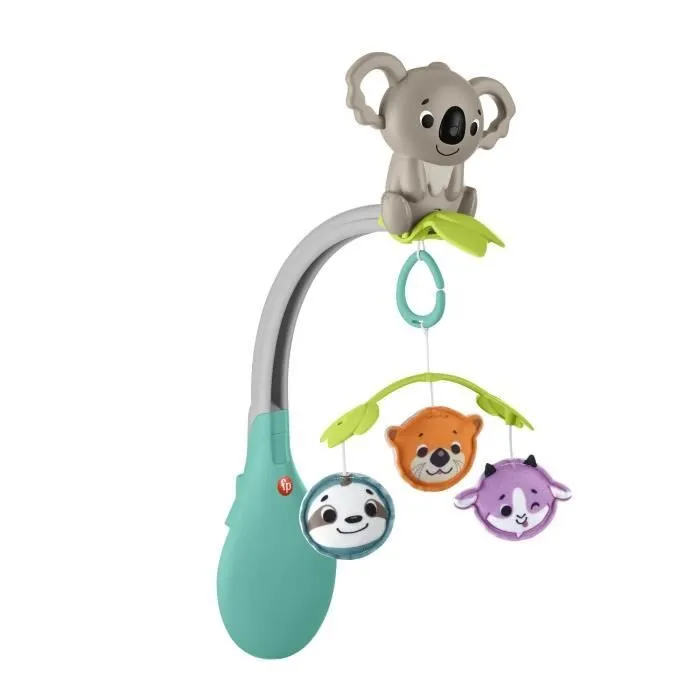 Fisher-Price Mobile Animaux 3 en 1 pour berceaux et poussettes avec jouet transportable pour les bébés dès la naissance, HGB90 HGB90-0