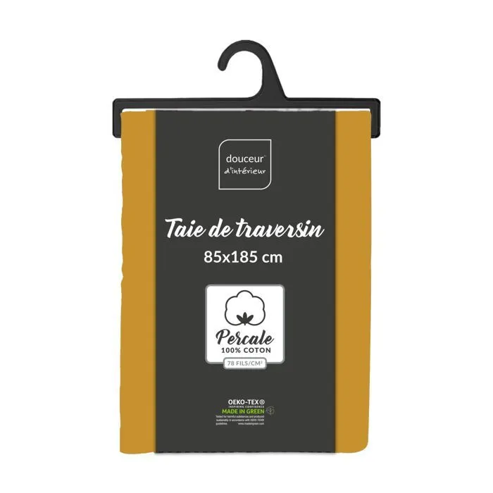Taie de traversin 85x185 cm - Percale 100% coton - Jaune-4
