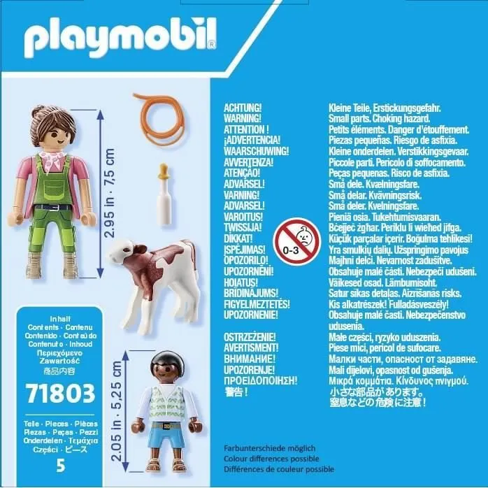 PLAYMOBIL 71803 Fermière et enfant avec veau, Duo Pack, Country La vie à la ferme, Dès 4 ans-4