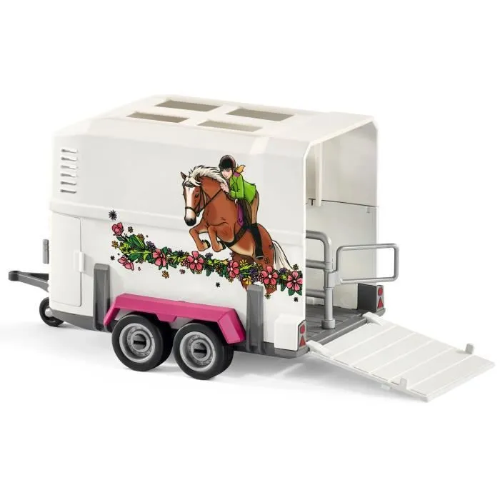 Pick-up avec remorque pour cheval, coffret figurines schleich avec 38 éléments dont 1 cheval inclus, Schleich 42346 Horse Club-5