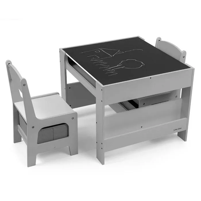 Table et chaises - MILLY MALLY - Sven - Gris - 2 places - Bureau - Rectangulaire-1