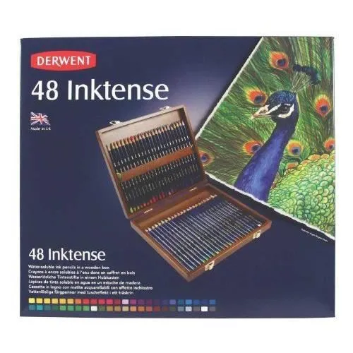 Crayons de couleurs - Derwent - Inktense - Coffret bois de 48 - Texture crémeuse - 71 couleurs joyaux-2
