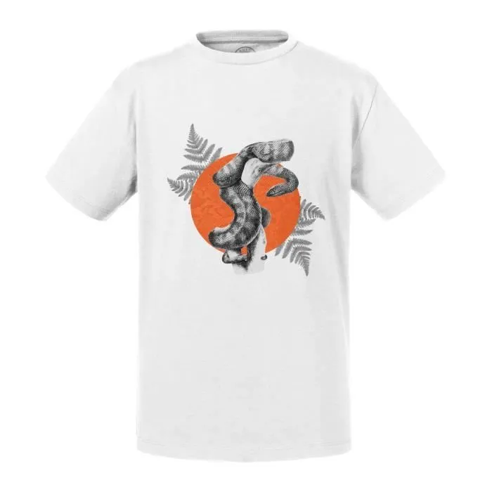 T-shirt Enfant Blanc Serpent à Tete Noire Minimaliste Biologie Illustration Ancienne-0