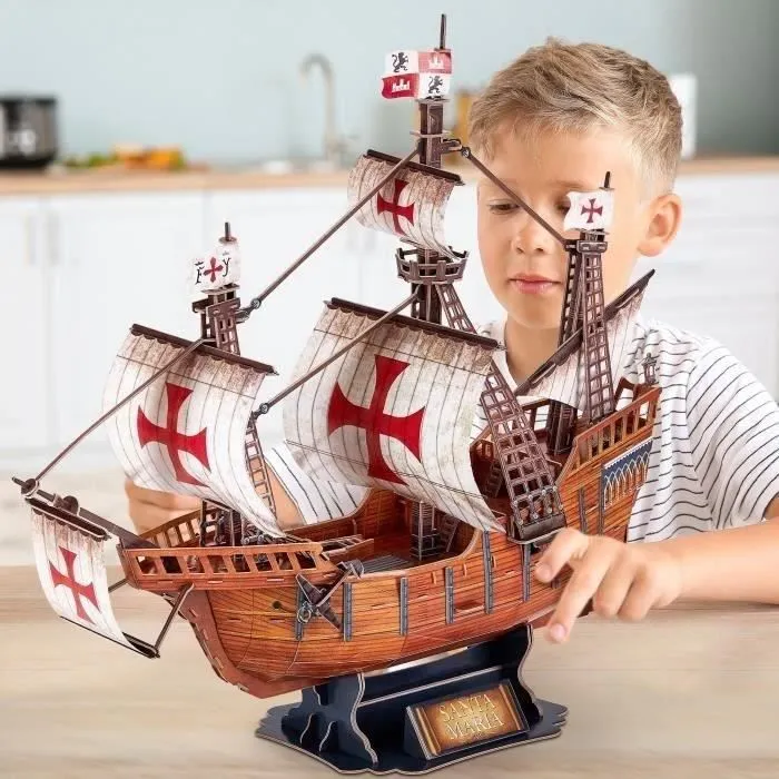 Puzzle 3D - Bateau Santa Maria - Jeu de construction - EXPLORA - 204 pièces - Dès 8 ans-1