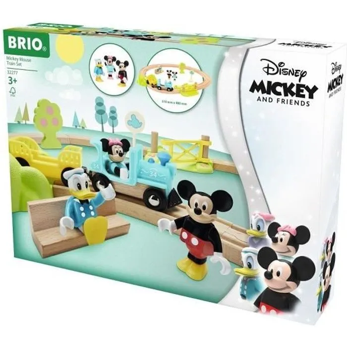 DISNEY Brio Circuit Mickey Mouse - Coffret complet 18 pièces - Circuit de train en bois - Ravensburger - Dès 3 ans - 32277-0