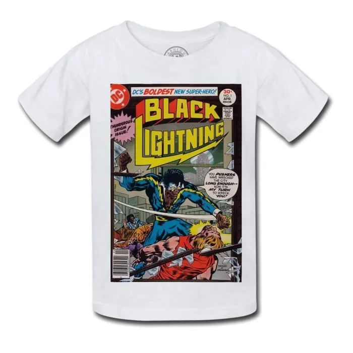 T-shirt Enfant Black Lightning Bande Dessinee Comics Super Hero-0