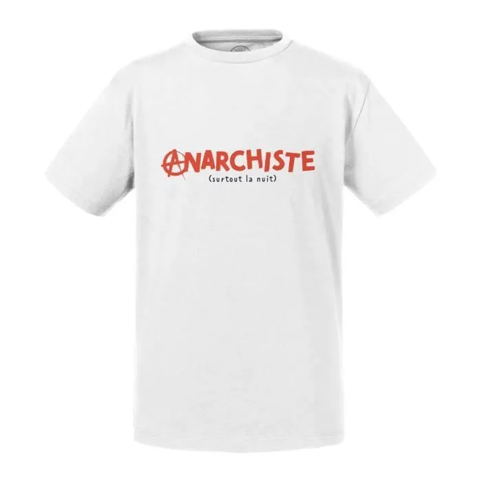 T-shirt Enfant Blanc Anarchiste Surtout la Nuit Blague Humour-0