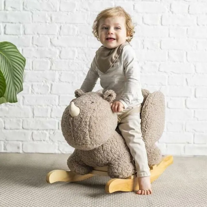 Nattou - Bascule Teddy le rhinocéros taupe-2