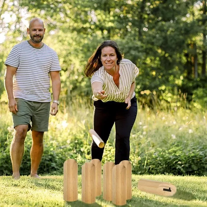 LILIIN Jeu de Lancer en Bois de Pin avec 12 Numéros & 1 Cylindre de Lancer, ,Jeu d’Adresse en Bois pour Enfants et Adultes-3