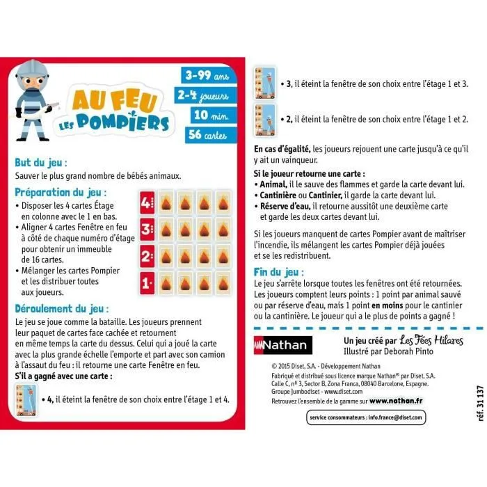 NATHAN - Au feu les Pompiers - Jeu de Cartes-1