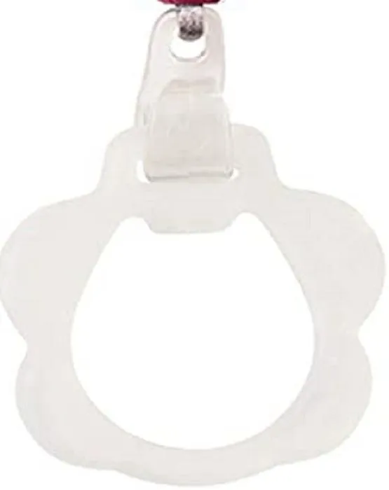 Nattou - Attache tétine silicone rose blanc beige-1