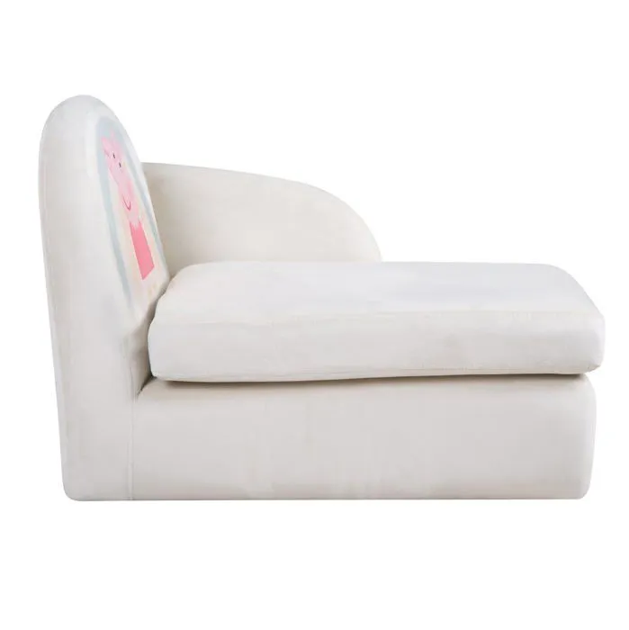 ROBA Canapé Bébé en Velours Peppa Pig - Assise Confortable avec Accoudoir Latéral et Dossier - Beige / Motif Truie-5