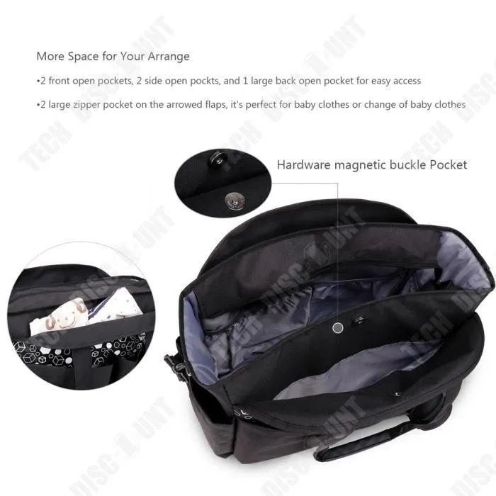 TD® Sac mère et bébé voyage en plein air multi-fonctionnel polyester épaule portable sac mère ensemble universel avec sac sucette-1