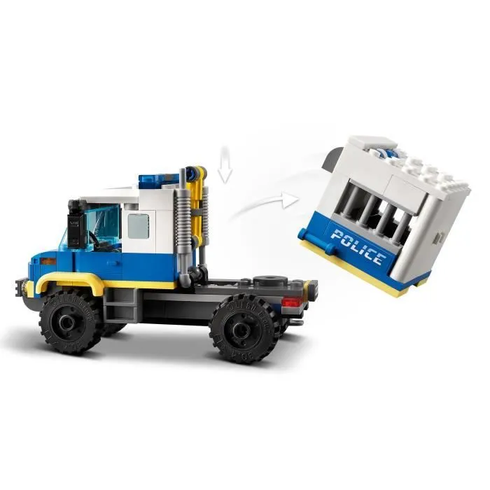 LEGO® City 60276 Le transport des prisonniers, Jeu d'action avec dépanneuse, moto et figurines, kit d'extension du poste de police-2