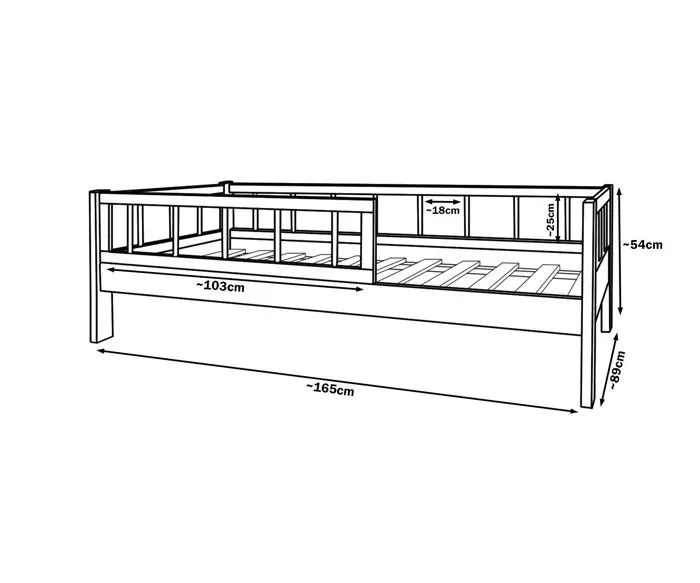 Lit d'Enfant en bois naturel Style Scandinave 160x80cm avec Barrières : Confort et Sécurité Réunis - Gris-1
