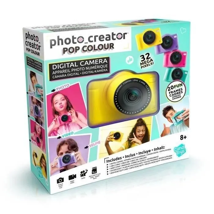 Canal Toys - Photo Creator -Appareil Photo Numérique Pop Couleur Jaune- Avec carte SD 8Go incluse - CLK 040-1