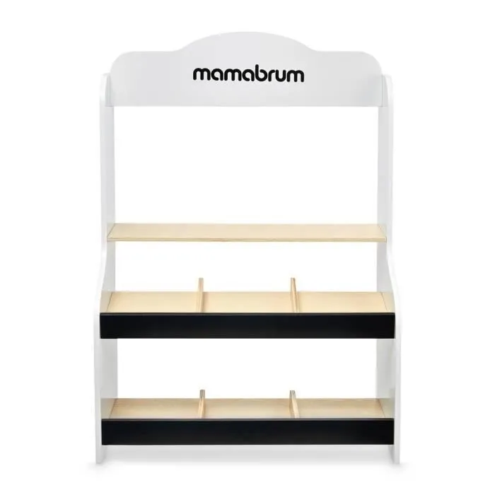 Mamabrum Marchande Enfant en bois 67 *46,5 *22 cm - Stand Vendeur Balance, Terminal avec Carte & 4 Pommes - Couleurs Ecologiques-2